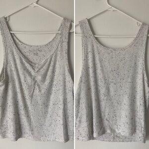 American Eagle White Cropped Cinch-Front Ribbed Tank Top